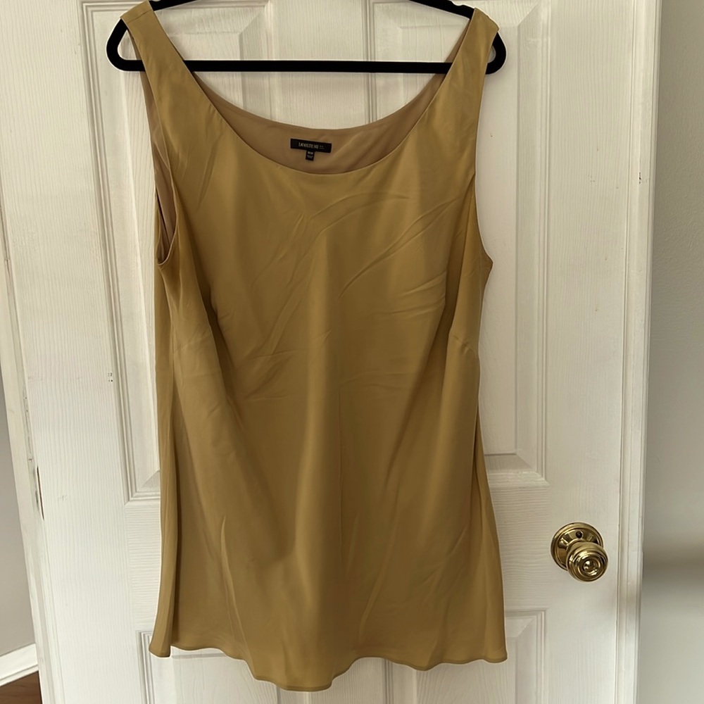 Lafayette 148 Sleeveless Silk Tank in Gold